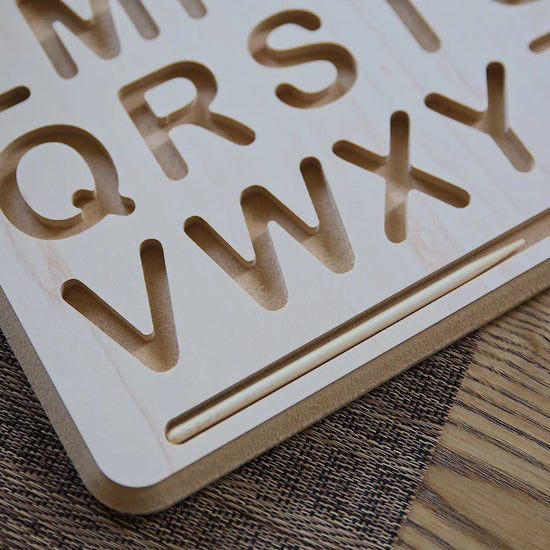 toy - tracing board + stylus - wooden alphabet by beginagain