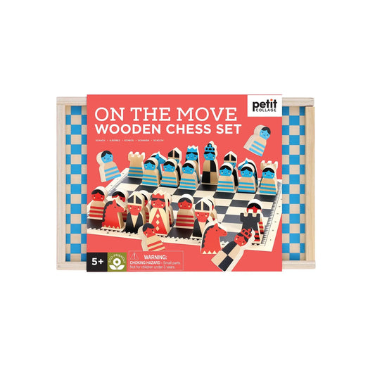game - wooden chess set - on the move by chronicle books
