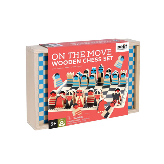 game - wooden chess set - on the move by chronicle books