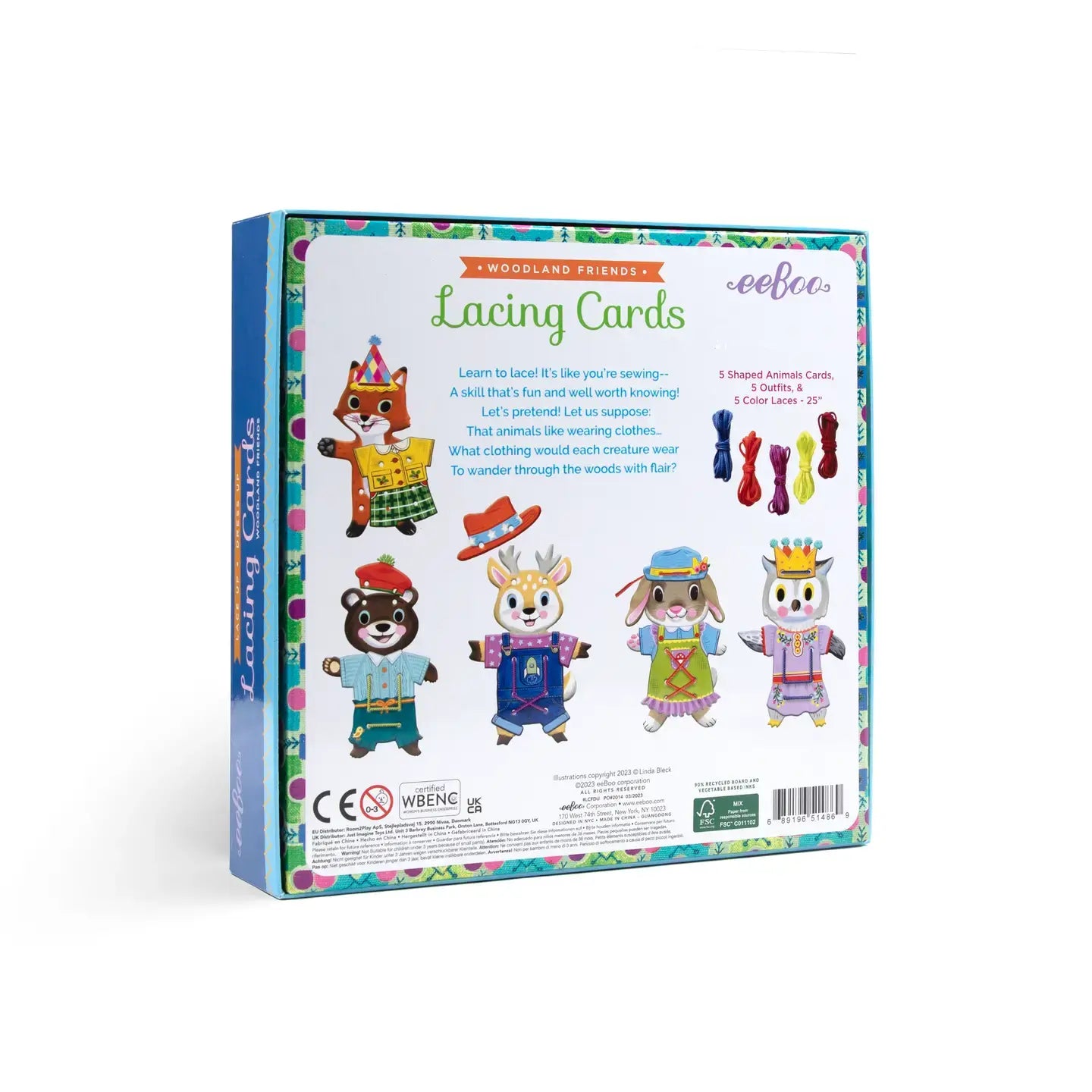 dress up lacing cards - woodland friends by eeboo