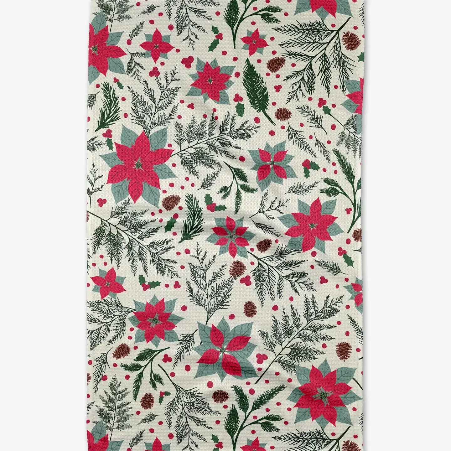 tea towel - microfiber holiday - woodland poinsettia by geometry house