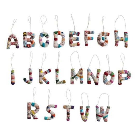 ornament - alphabet - wool felt by creative co-op