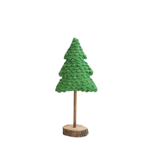 tree - felt wool 13.5" - light green scalloped by creative co-op