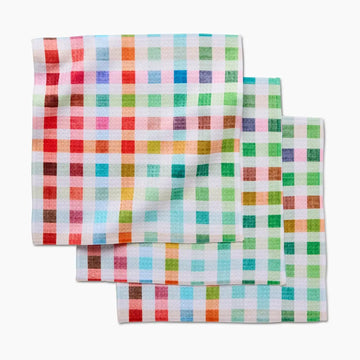 dishcloth set - microfiber - woven spring plaid multi by geometry house