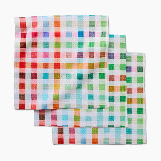 dishcloth set - microfiber - woven spring plaid multi by geometry house