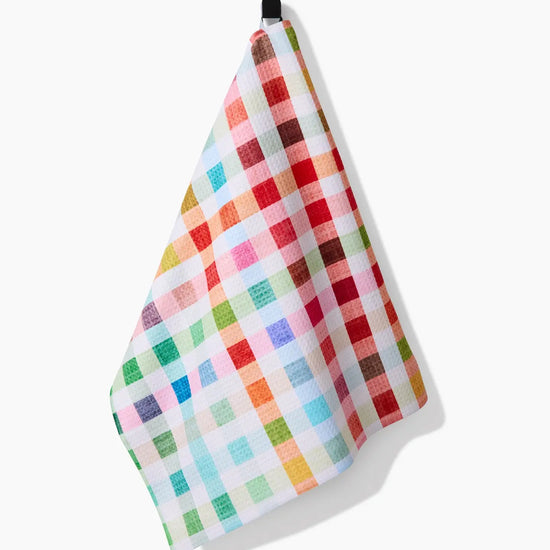 tea towel - microfiber - woven spring plaid by geometry house