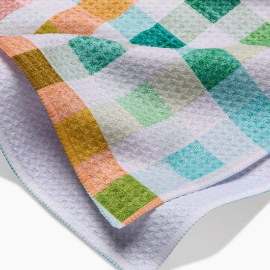 tea towel - microfiber - woven spring plaid by geometry house