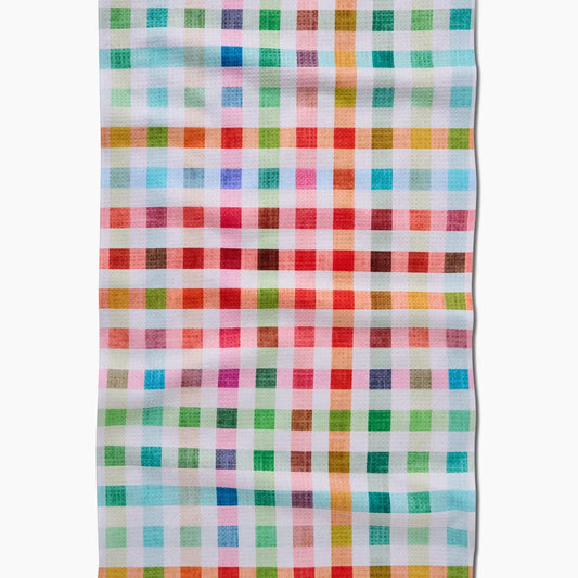 tea towel - microfiber - woven spring plaid by geometry house