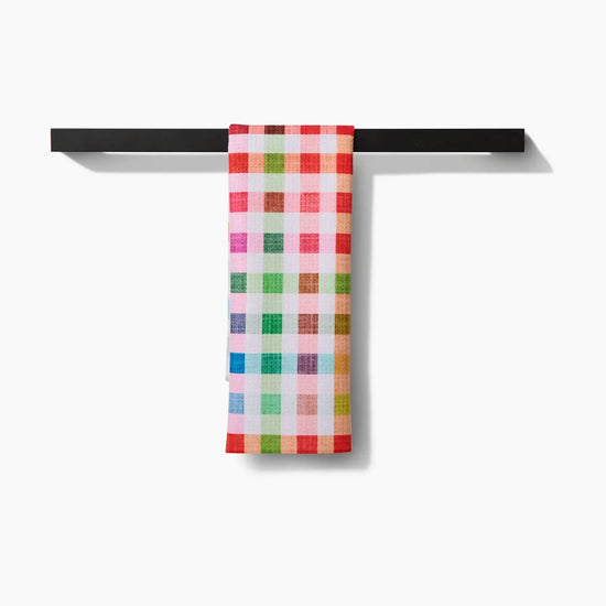 tea towel - microfiber - woven spring plaid by geometry house