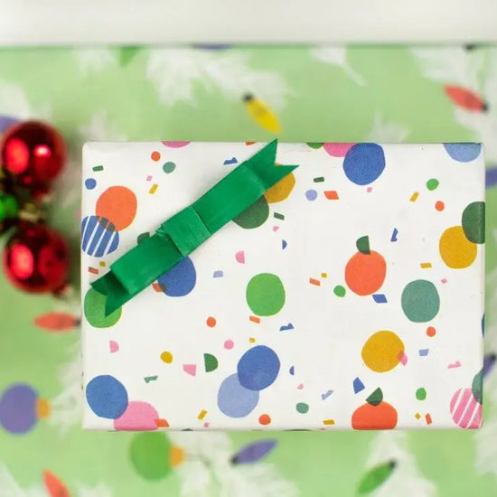 wrapping paper - 2-sided eco - boughs/twinkle confetti by wrappily eco gift wrap co.