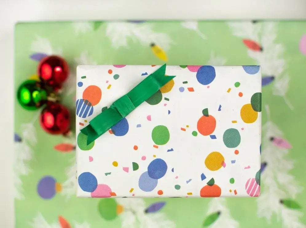 wrapping paper - 2-sided eco - boughs/twinkle confetti by wrappily eco gift wrap co.