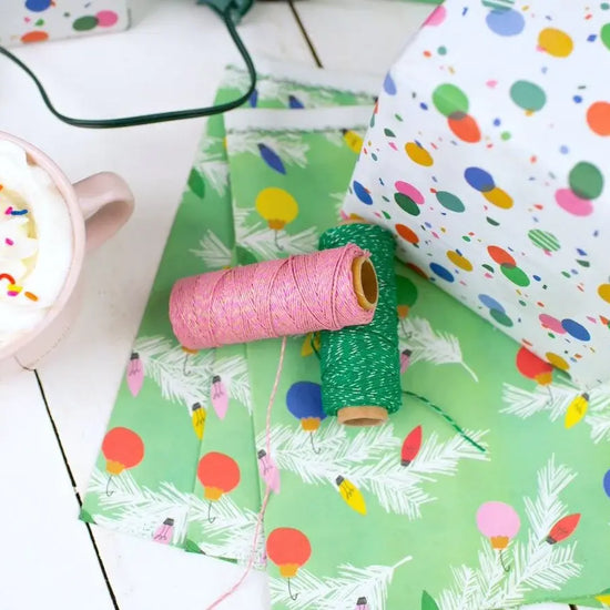wrapping paper - 2-sided eco - boughs/twinkle confetti by wrappily eco gift wrap co.