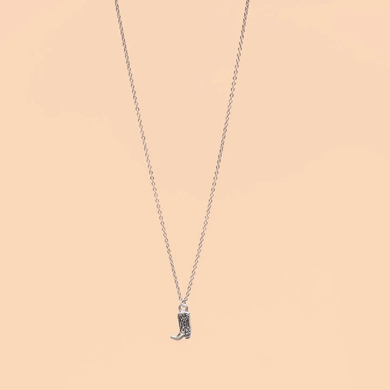 necklace - cowboy boot - silver plated by peter and june