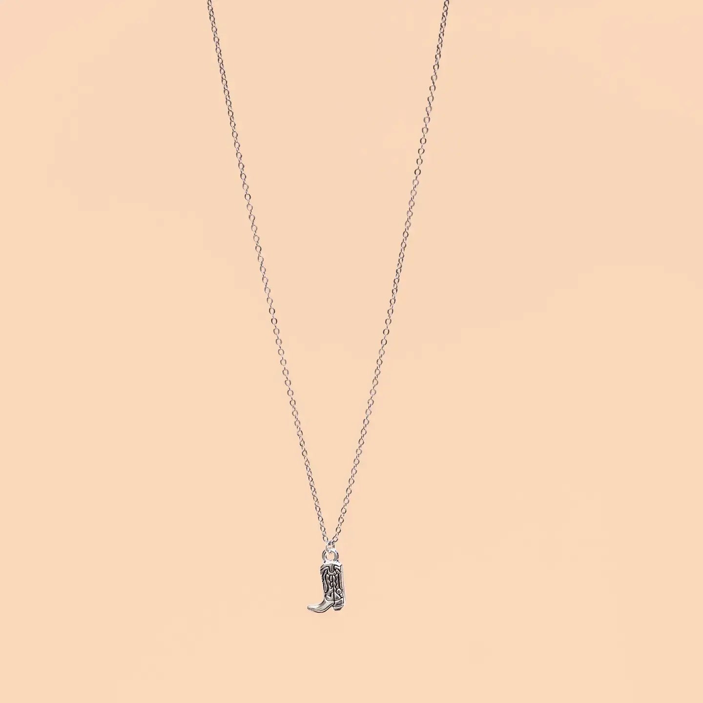 necklace - cowboy boot - silver plated by peter and june