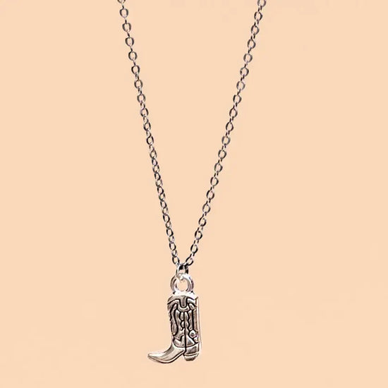 necklace - cowboy boot - silver plated by peter and june