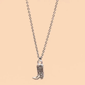 necklace - cowboy boot - silver plated by peter and june