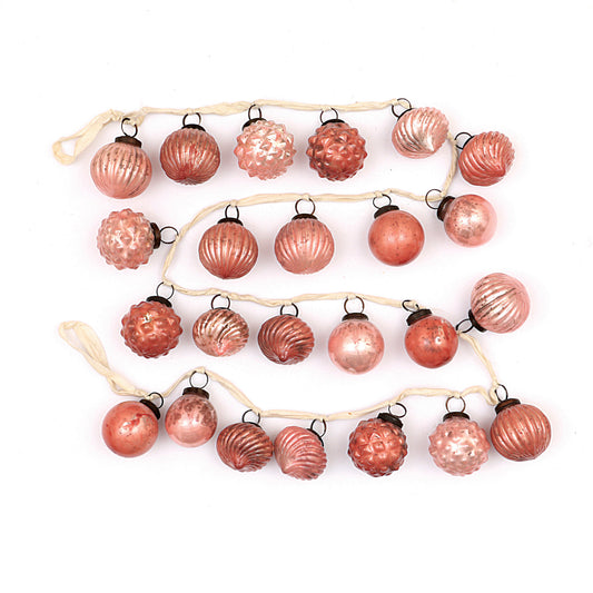 garland - recycled glass ornament - pinks + fabric ribbon by creative co-op