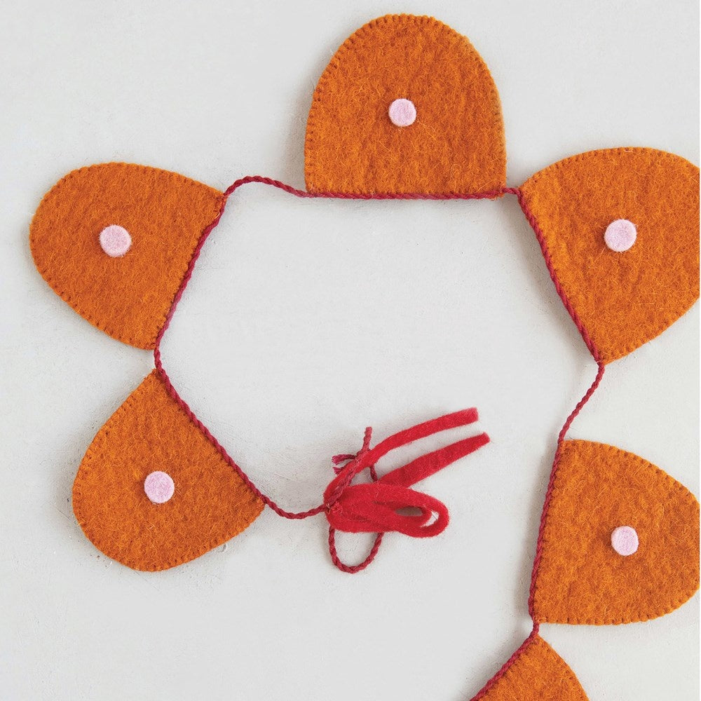 garland - wool felt scalloped - orange & pink by creative co-op