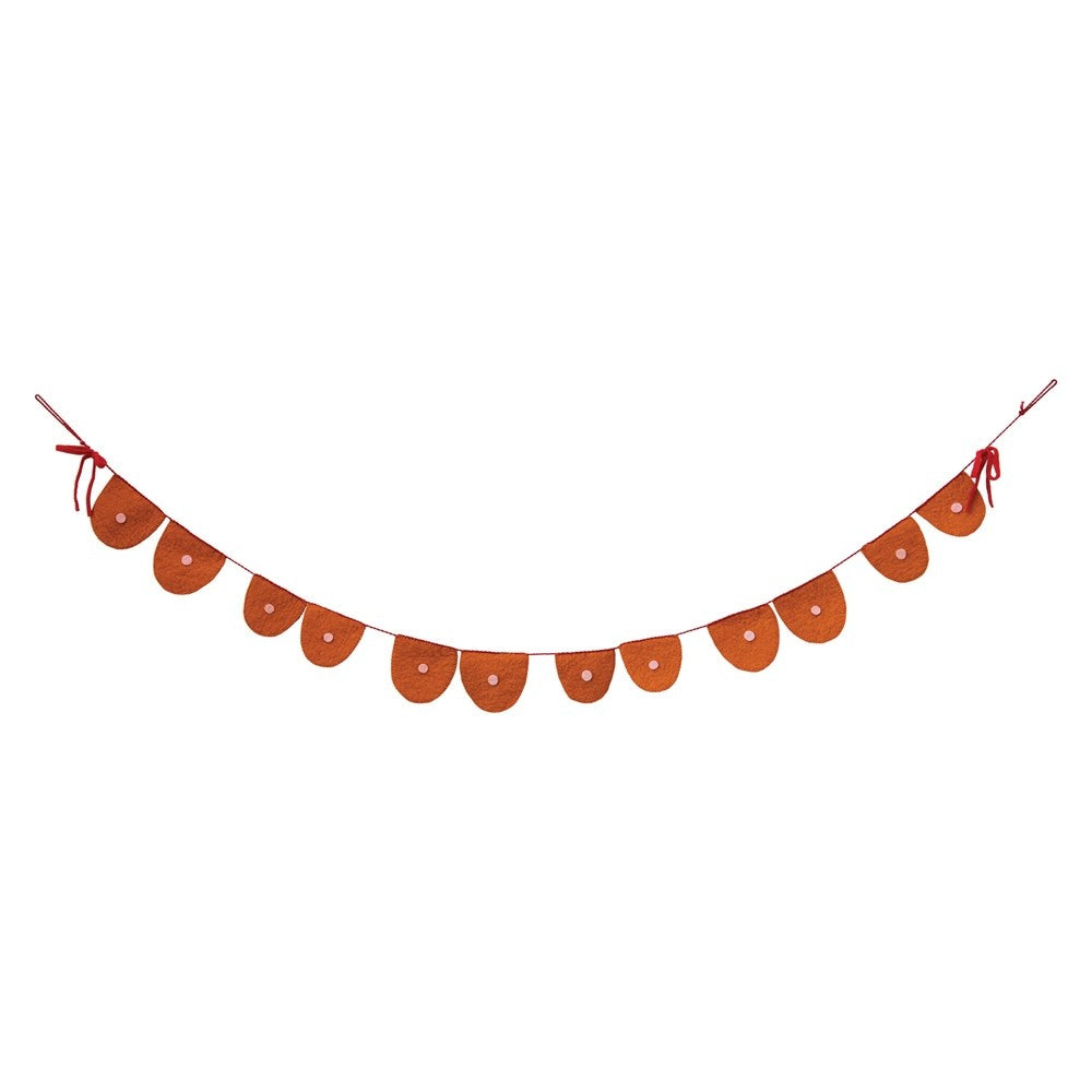 garland - wool felt scalloped - orange & pink by creative co-op