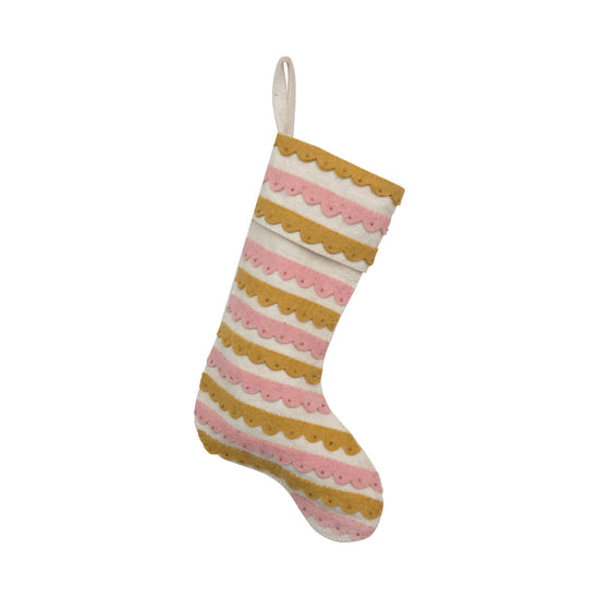stocking - felt scallops & beads by creative co-op