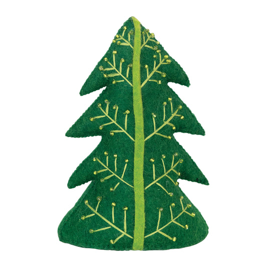 tree - felt wool embroidered - green-on-green by creative co-op