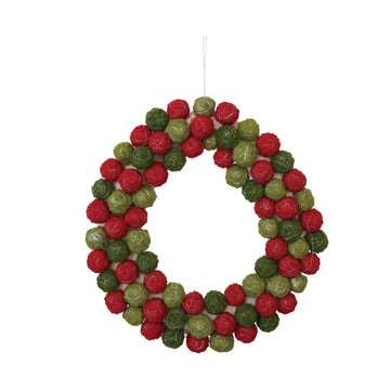 wreath - wool balls - thread wrapped by creative co-op