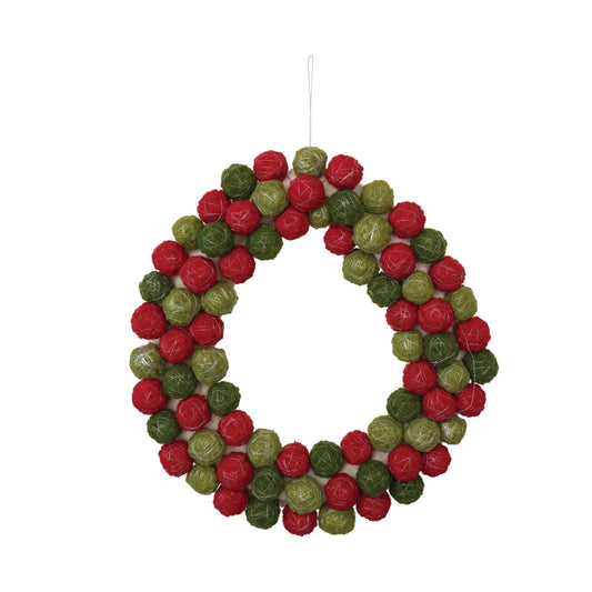 wreath - wool balls - thread wrapped by creative co-op