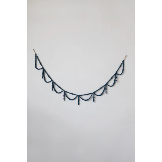garland - wood bead swag - blue by creative co-op
