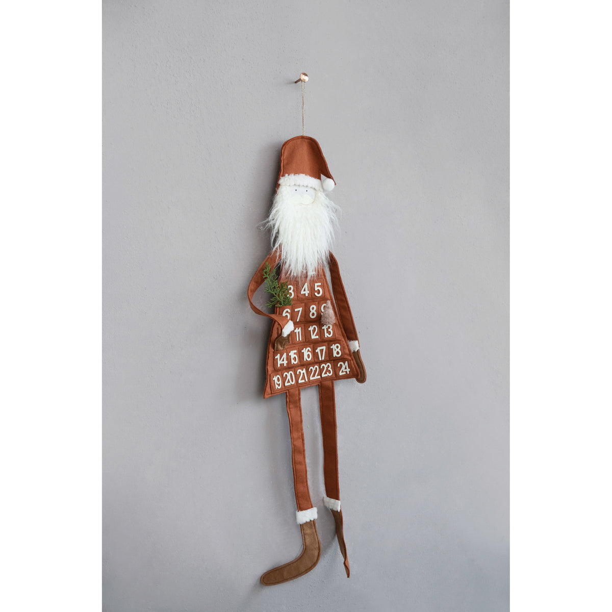 advent calendar - hanging felt santa by creative co-op