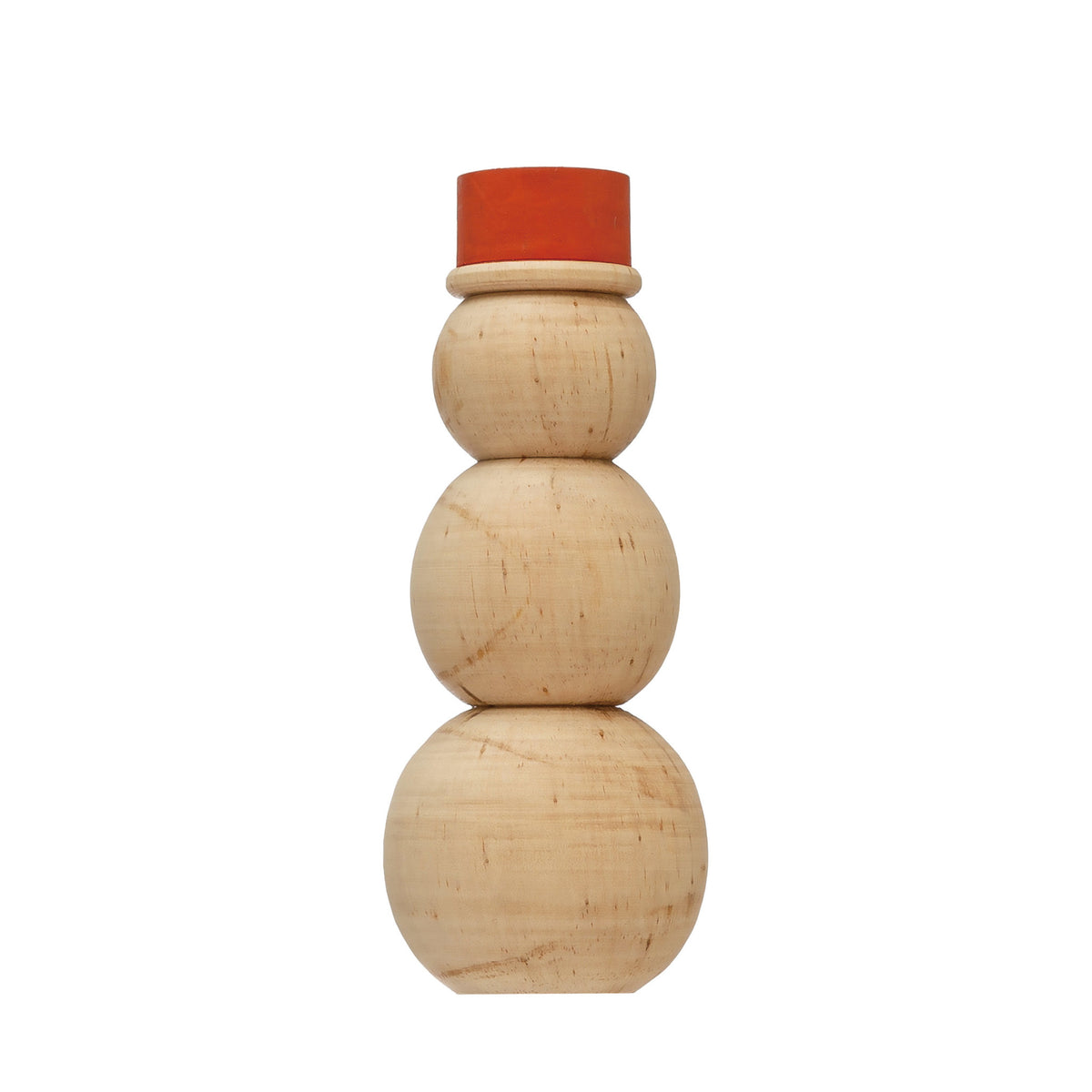figure - snowman - pine + red hat (2 sizes) by creative co-op