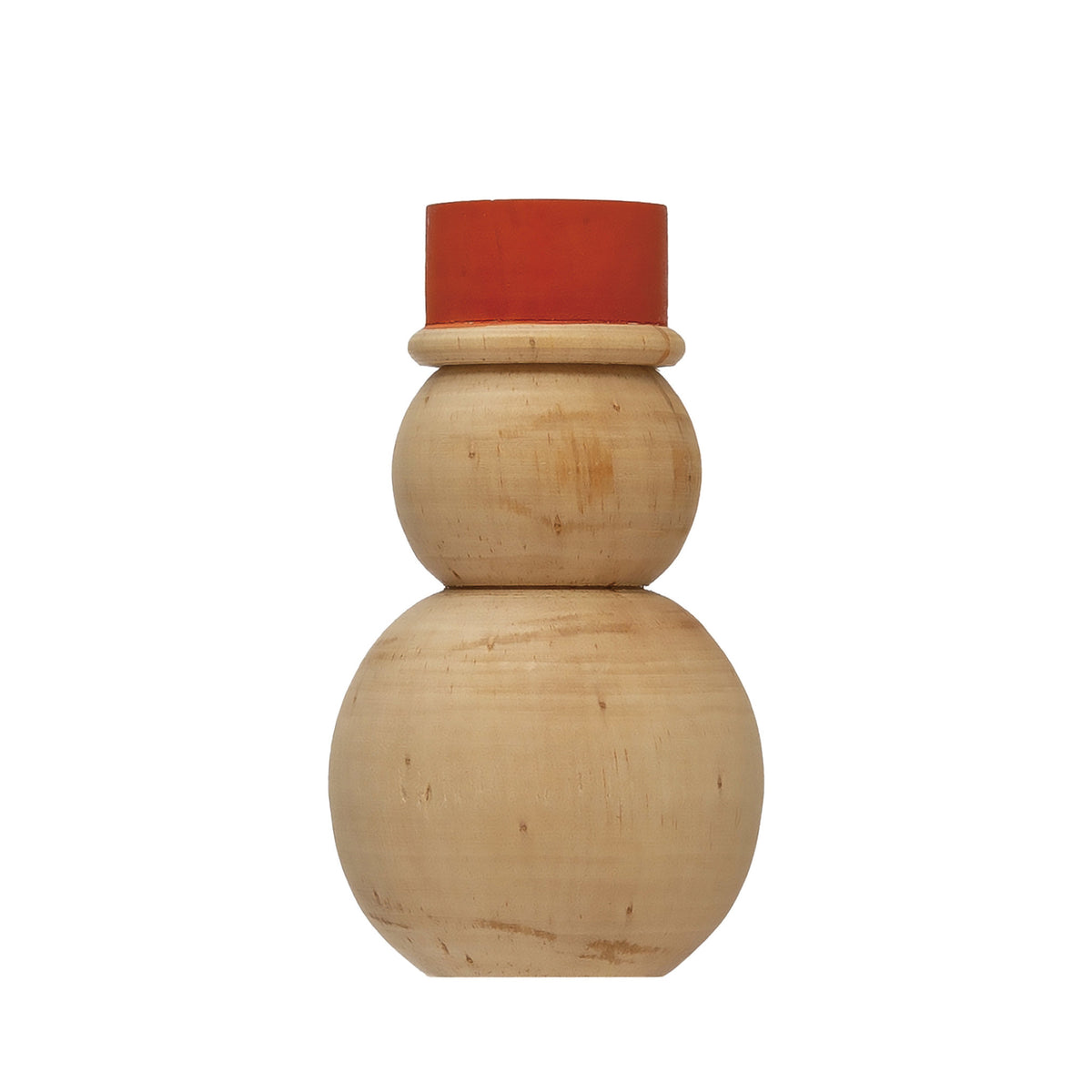 figure - snowman - pine + red hat (2 sizes) by creative co-op