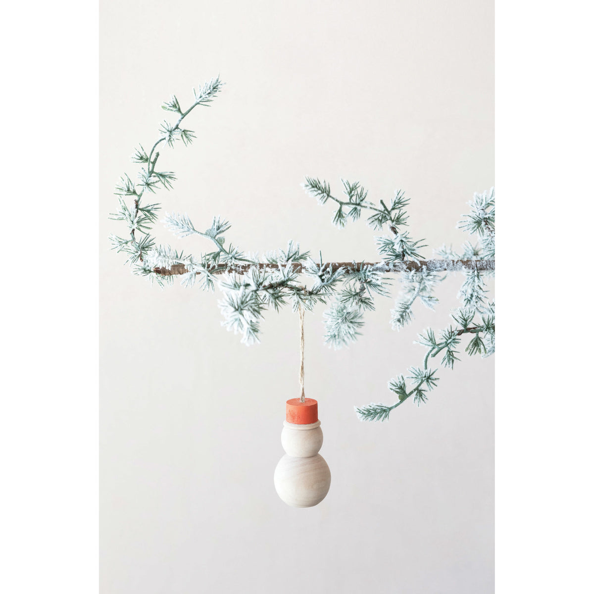figure - snowman - pine + red hat (2 sizes) by creative co-op
