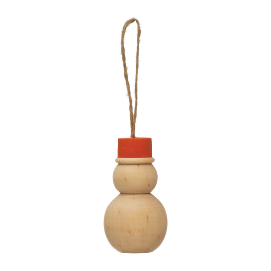 figure - snowman - pine + red hat (2 sizes) by creative co-op