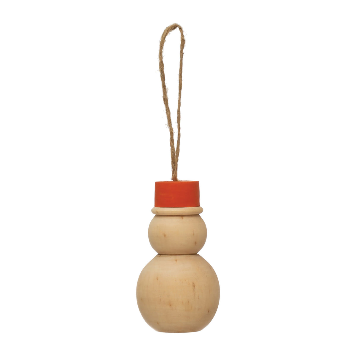 figure - snowman - pine + red hat (2 sizes) by creative co-op