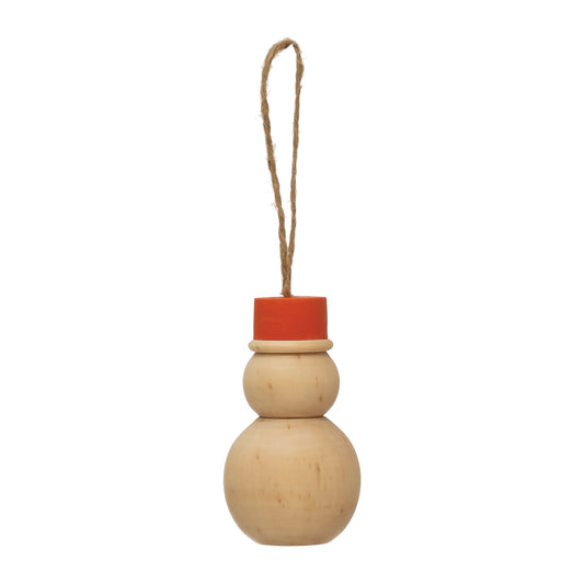 figure - snowman - pine + red hat (2 sizes) by creative co-op