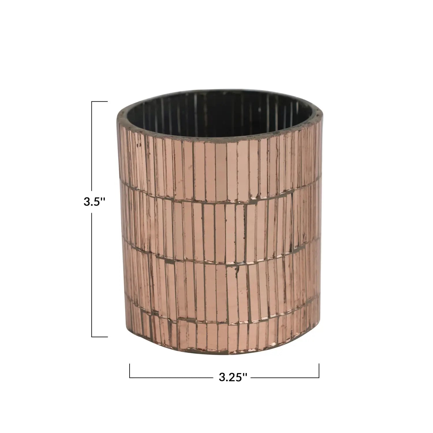 tealight holder - mosaic glass - antique pink by creative co-op