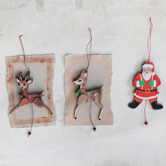 ornament - pulling santa by creative co-op