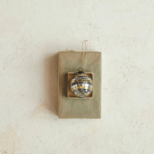 ornament - mirrored glass - disco ball by creative co-op