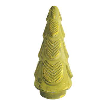 tree - 10" recycled glass - embossed matte green & gold finish by creative co-op