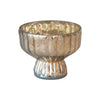 candle holder - mercury glass - pleated + footed - antique silver finish by creative co-op