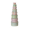 round gift box - printed paper - plaid by creative co-op