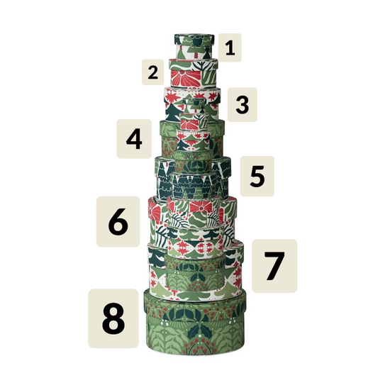 gift box - round botanical recycled paper (8 sizes) by creative co-op