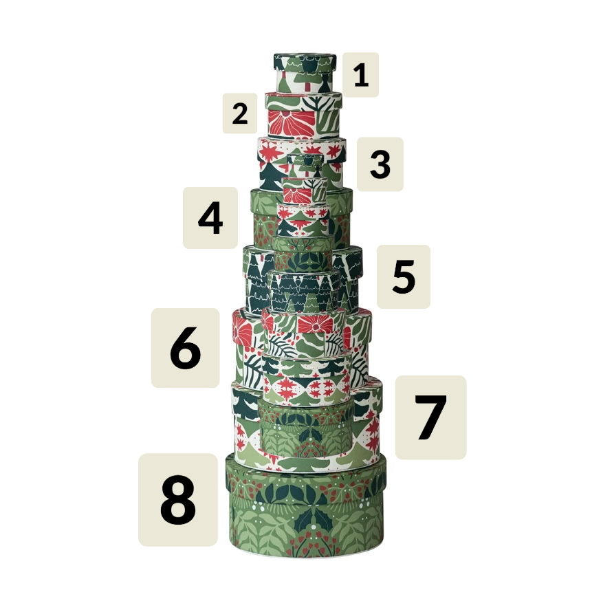 gift box - round botanical recycled paper (8 sizes) by creative co-op