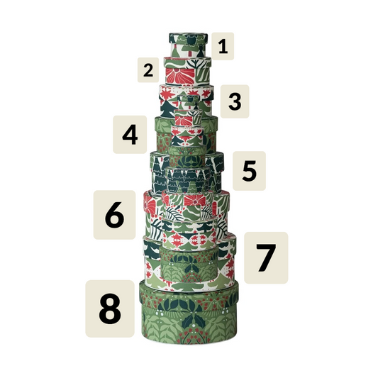 gift box - round botanical recycled paper (8 sizes) by creative co-op