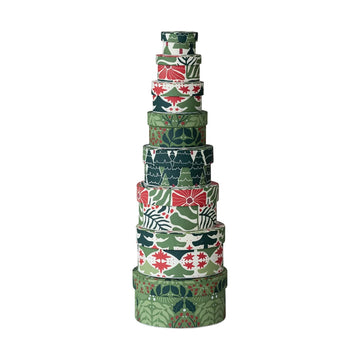 gift box - round botanical recycled paper (8 sizes) by creative co-op