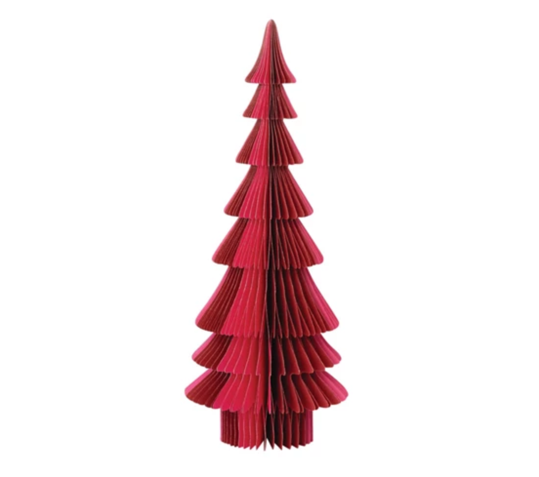 tree - folding paper honeycomb - pink & red by creative co-op
