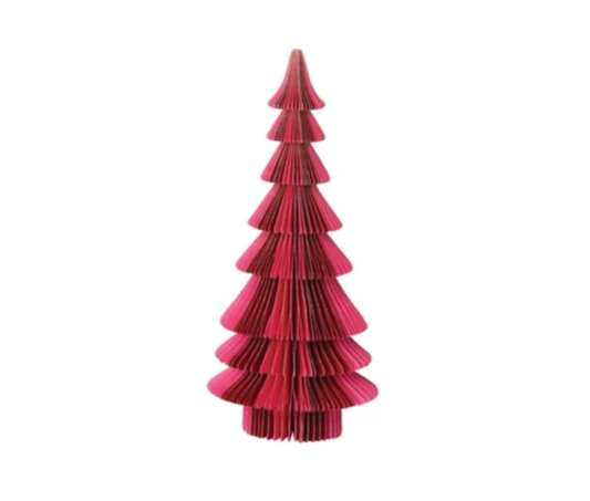 tree - folding paper honeycomb - pink & red by creative co-op
