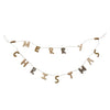 garland - merry christmas wool felt double layer - poms & jute cord - neutral multi color by creative co-op