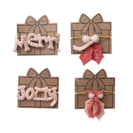 gift toppers - wool felt - gold cord (4 designs) by creative co-op