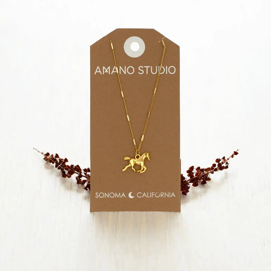 necklace - year of the horse charm - 20" chain - 14kgp by amano studio